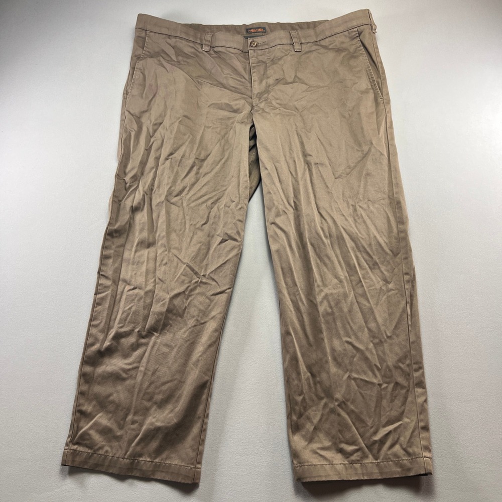 Cherokee Chino Pants Mens 46x30 Brown Cotton Flat Front Mid Rise Straight Leg
